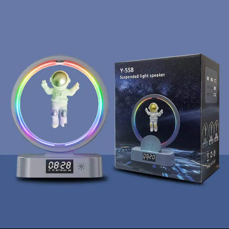 Galactic Levitating Spaceman Speaker System with Wireless Charger & Alarm Clock | Cute Suspended Design | NouranTrips