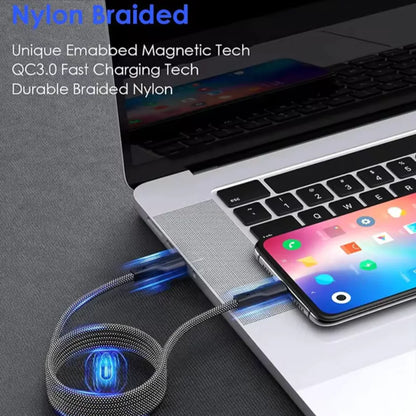 100W 6A Magnetic Fast Charging USB-C Cable | Quick Data Sync & Easy Storage | Compatible with Samsung, Xiaomi, and More